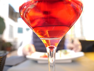 Spanish red wine in restaurant of Valencia, Spain