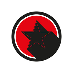 Abstract red star logo. Vector illustration of red star icon in flat design isolated on white background.