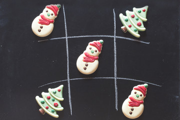 Christmas tic tac toe board game with chocolate candies