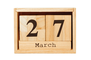 wood calendar isolated on white background