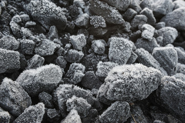 Frozen coal pile.
