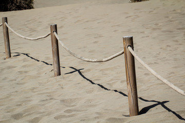 Wüste, Dünen, Maspalomas, Sträucher, Absperrung, und Gitter