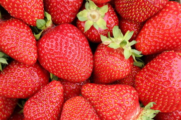 strawberries on wooden background