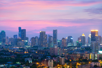 Fototapeta na wymiar Bangkok skyline business district with beautiful sunset.