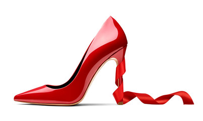 red high heel footwear ribbon fashion female style