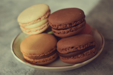 Postre tipico frances, macarons de chocolate