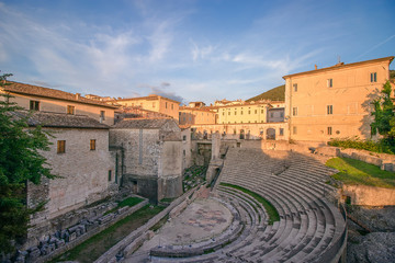 Fototapeta na wymiar Roman Theater in Spoleto. (Teatro romano di Spoleto) Spoleto, Umbria, Italy