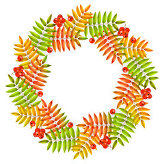 Vector autumn square background; green yellow leaves and the inscription Summer Sale; made from green leaves, isolated on white background.