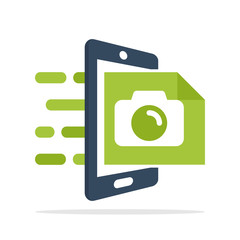 Vector illustration icon with the concept of accessing photography information with a mobile application