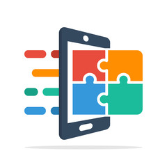 Vector icon illustration with the concept of a mobile application for information communication problem solving solutions