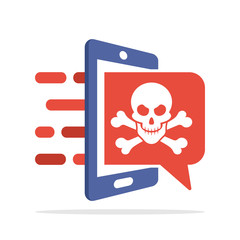 Vector illustration icon with smartphone concept receives dangerous messages, smartphone is hacked