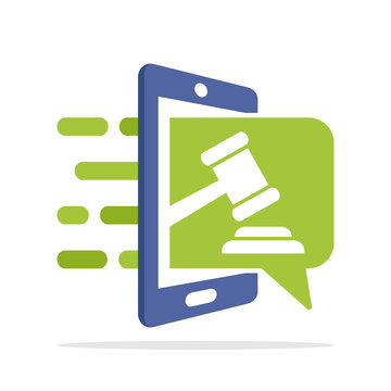 Vector illustration icon with the concept of accessing auction information with a mobile application