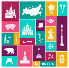 Set of icons on the theme of Russia