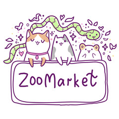 Cute vector illustration. Kawaii Anime cats character