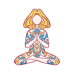 Beautiful blue greeting card. Vector illustration. Arab, Indian ornament