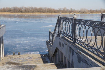 wintertime the city of Astrakhan the Volga river