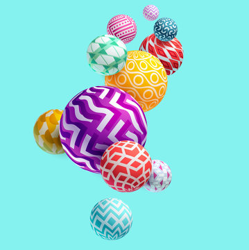 Multicolored 3D decorative balls. Abstract vector illustration.