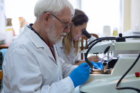 Health care researchers working in life science laboratory.