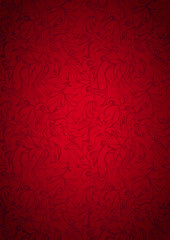 Vintage red background with floral elements and darkening to the edges in Gothic style. Royal texture, vector Eps 10