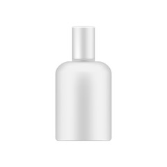 White cosmetic bottle with screw cap, realistic vector mockup