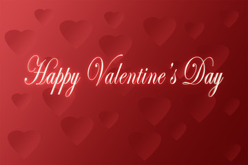 Happy valentines day greeting with pink red hearts; love concept