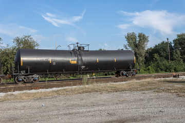Fototapeta na wymiar Oil tanker train car at rest
