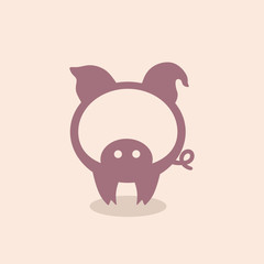 Pig, symbol, icon, logo. Simplified schematic representation in front