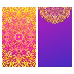Invitation or Card template with floral mandala pattern. For Wedding, greeting cards, Birthday Invitation. The front and rear side. Vector illustration