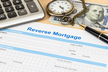 Reverse mortgage application form, financial concept