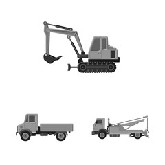 Vector illustration of build and construction sign. Collection of build and machinery stock vector illustration.