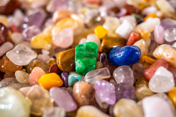 Collection of beautiful mineral stones close up
