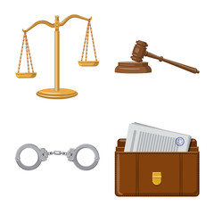 Vector illustration of law and lawyer sign. Collection of law and justice vector icon for stock.