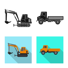 Vector illustration of build and construction logo. Collection of build and machinery stock symbol for web.