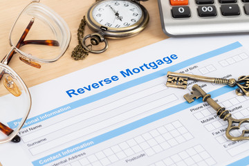 Reverse mortgage application form, financial concept