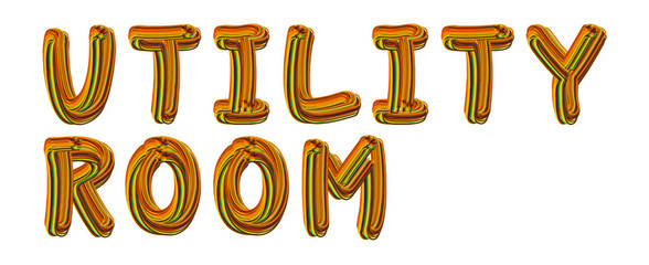 Utility Room - golden tetxt written on white background