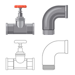 Vector illustration of pipe and tube symbol. Collection of pipe and pipeline stock vector illustration.