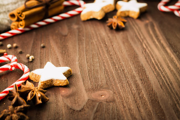 Winter and New Year theme. Christmas tea with spices