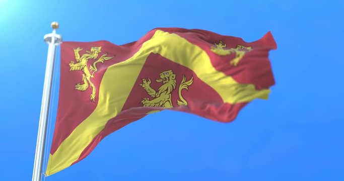 Flag of the welsh island of Anglesey in Wales. Loop