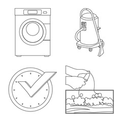 Isolated object of laundry and clean sign. Set of laundry and clothes stock vector illustration.