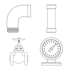 Isolated object of pipe and tube sign. Set of pipe and pipeline vector icon for stock.