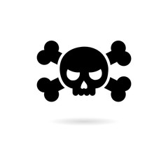 Black Skull and bones icon or logo 