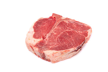 Piece of fresh raw horse meat isolated on white background