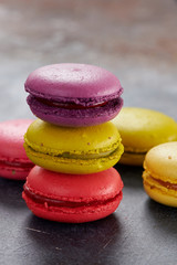 macaroons on a dark table