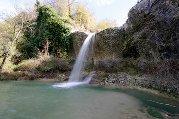 Waterfal on Butonga (Slap na Butongi) is a favourite tourist destination in Istria, Croatia. The waterfall is around 10-meters high.