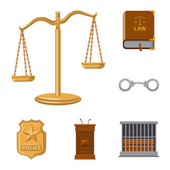 Isolated object of law and lawyer logo. Set of law and justice vector icon for stock.