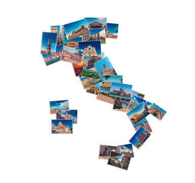 Photo collage made of Italy travel landmarks