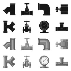Vector illustration of pipe and tube logo. Collection of pipe and pipeline stock vector illustration.