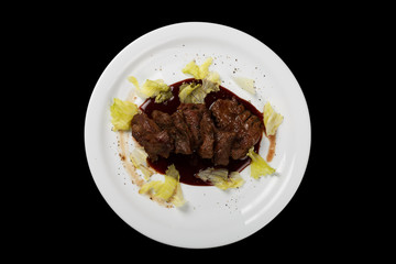 food on black background
