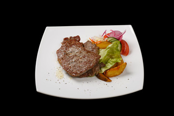 food on black background