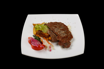 food on black background